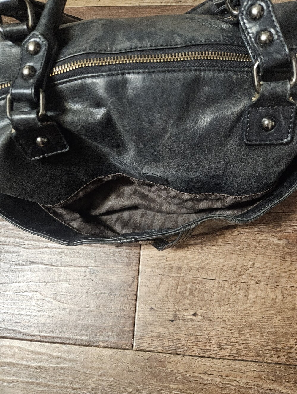 Victor Black Leather Satchel Bag Logo Zip Double Strap - Vintage - 1 Owner!